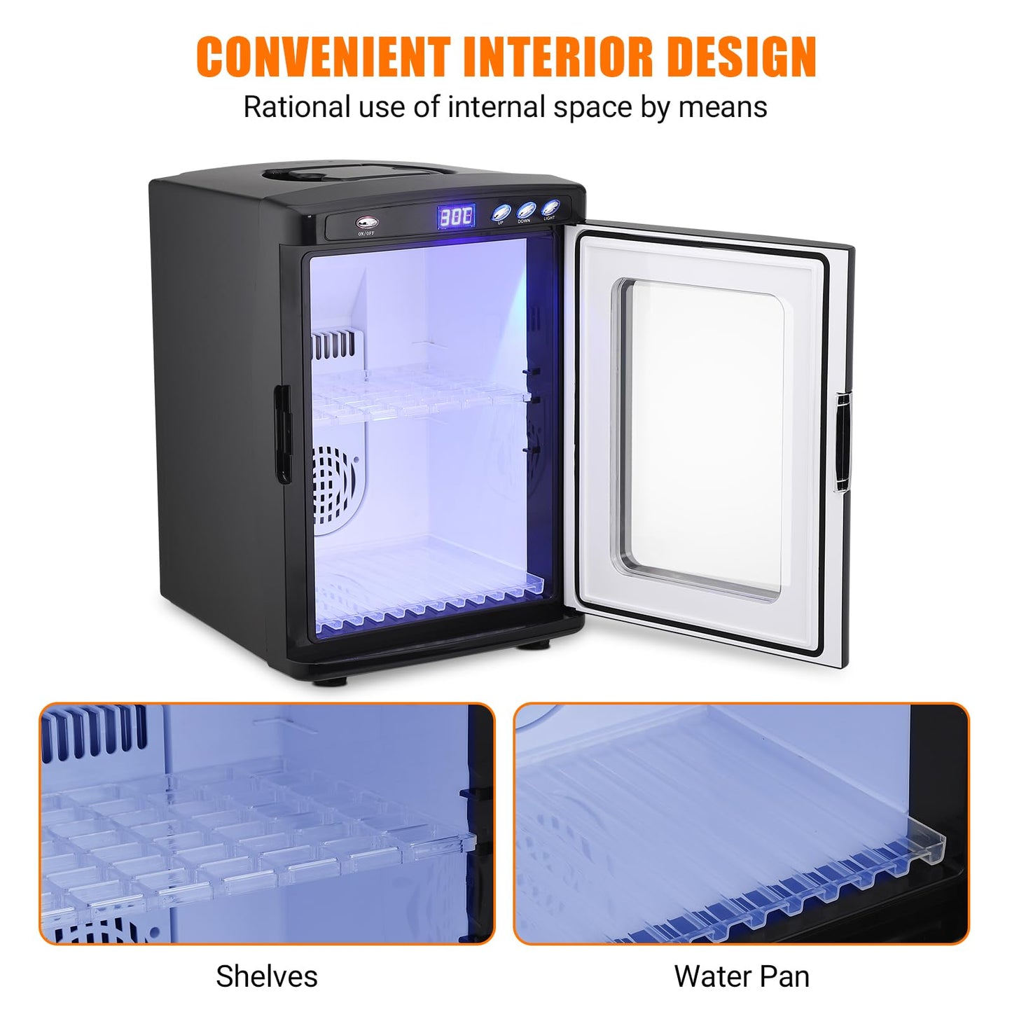 25L Reptile Incubator for Hatching Eggs - Portable Scientific Laboratory Incubator, Temperature Controlled 10°C-60°C for Small Reptiles, Cooling and Heating Digital Incubator, 12V/110V Black