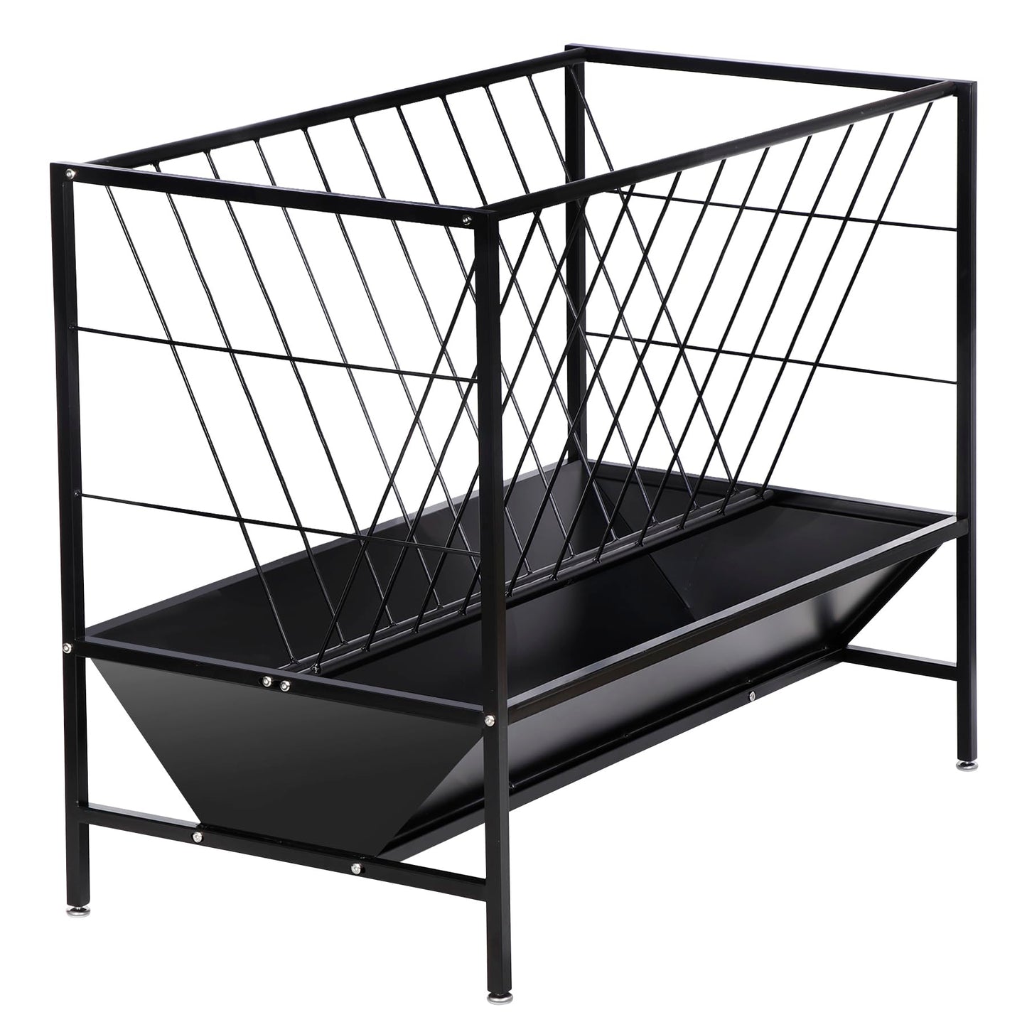 Oxphanor Pasture Hay Feeder 45 Gallon, Heavy-Duty Hay Grain Livestock Feeder with 24 Gallon Feed Pan, Livestock Feeding Trough Quick to Assemble, Feeding Goats, Calves, Cow, Horse for Farms