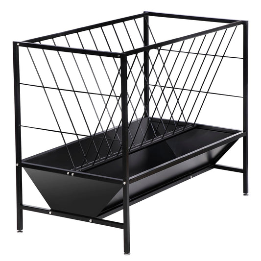 Oxphanor Pasture Hay Feeder 45 Gallon, Heavy-Duty Hay Grain Livestock Feeder with 24 Gallon Feed Pan, Livestock Feeding Trough Quick to Assemble, Feeding Goats, Calves, Cow, Horse for Farms