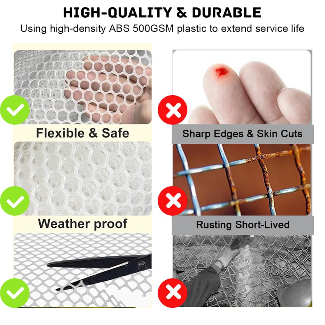 Plastic Chicken Wire Fence Mesh Poultry Fencing 15.7IN x 20FT Plastic Mesh with 25 Twist Ties Hexagonal Chicken Wire Frame Floral Netting for Gardening