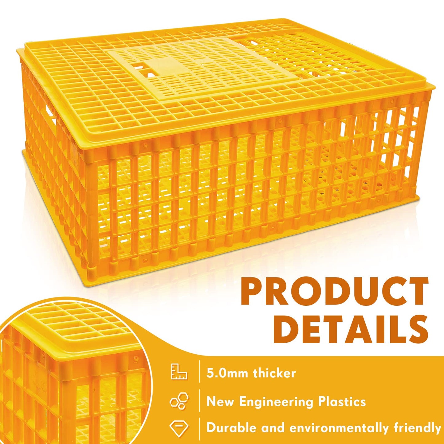 Sintuff 2 Pieces Poultry Carrier Crate Plastic Chicken Transport Cage Bird Carrier Chicken Carrier Travel Crate Basket Box for Poultry Chicken Bird Duck Goose, 29.5 x 21.7 x 11.6 Inch
