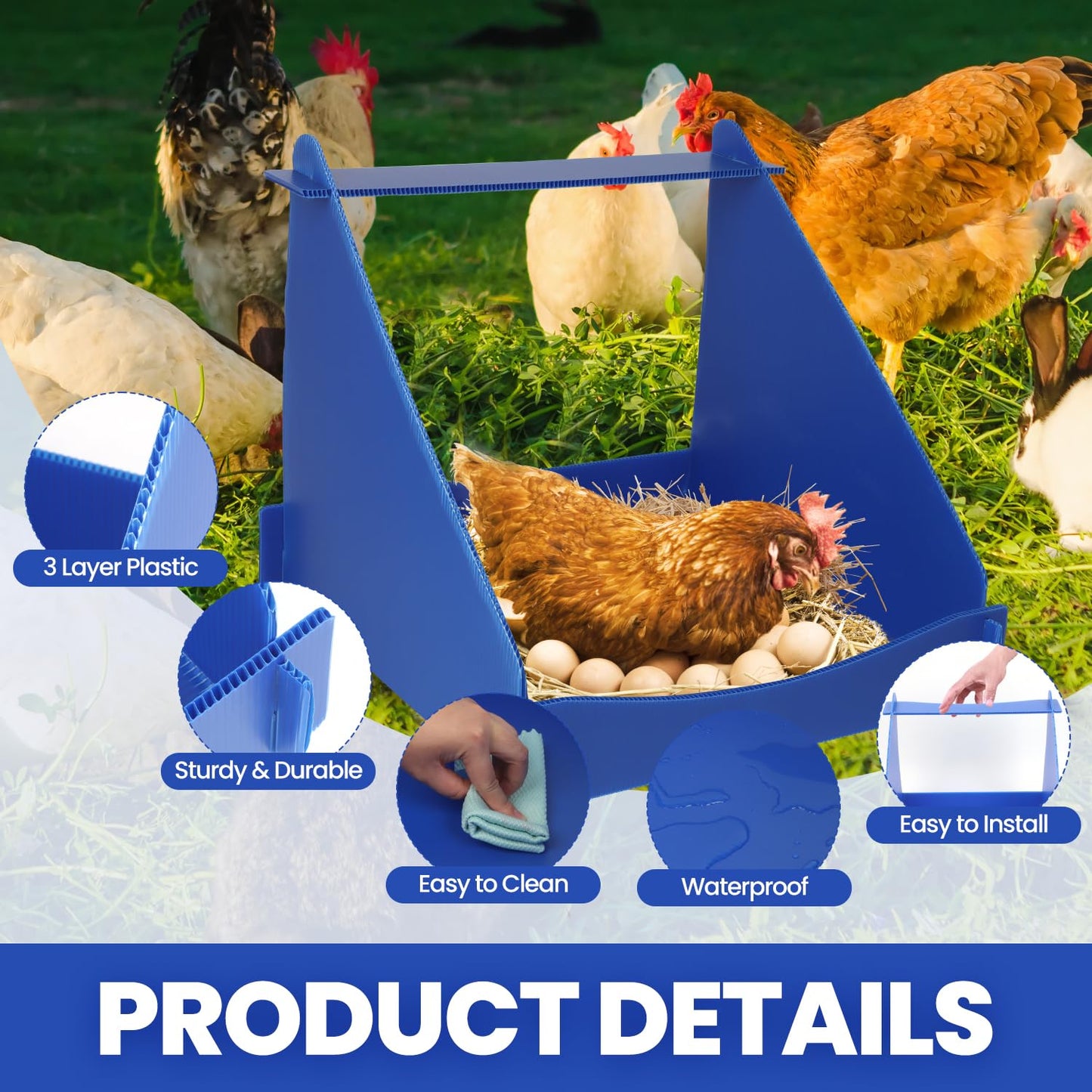 Ayuanb 4 Pack Nesting Boxes for Chickens, Chicken Nesting Box for Laying Eggs, Durable Chicken Laying Nest Box for Hens, Ducks and Poultry