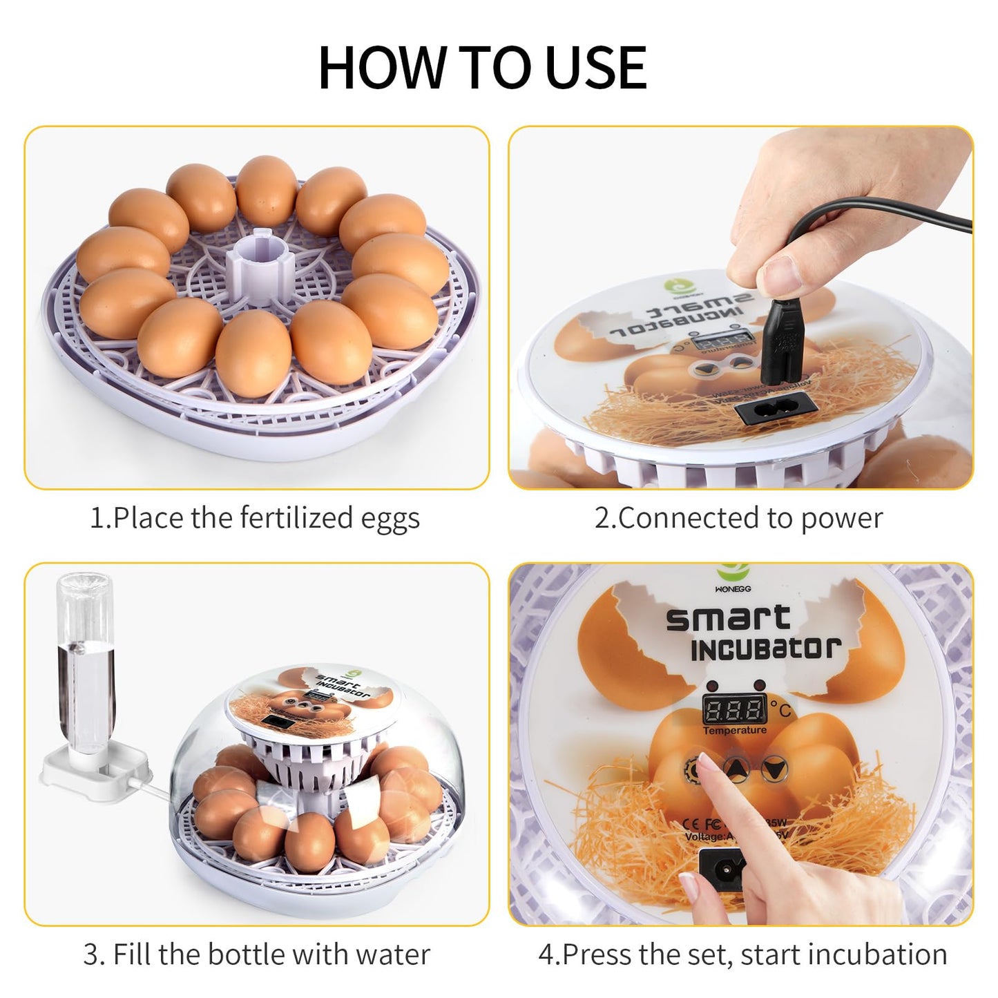 Shellbre8ker 12 Egg Incubator,Automatic Egg Turner, Humidity & Temperature Control, Auto Water Adding for Hatching Chicken, Duck, Goose, Quail, Pigeon & Turkey Eggs