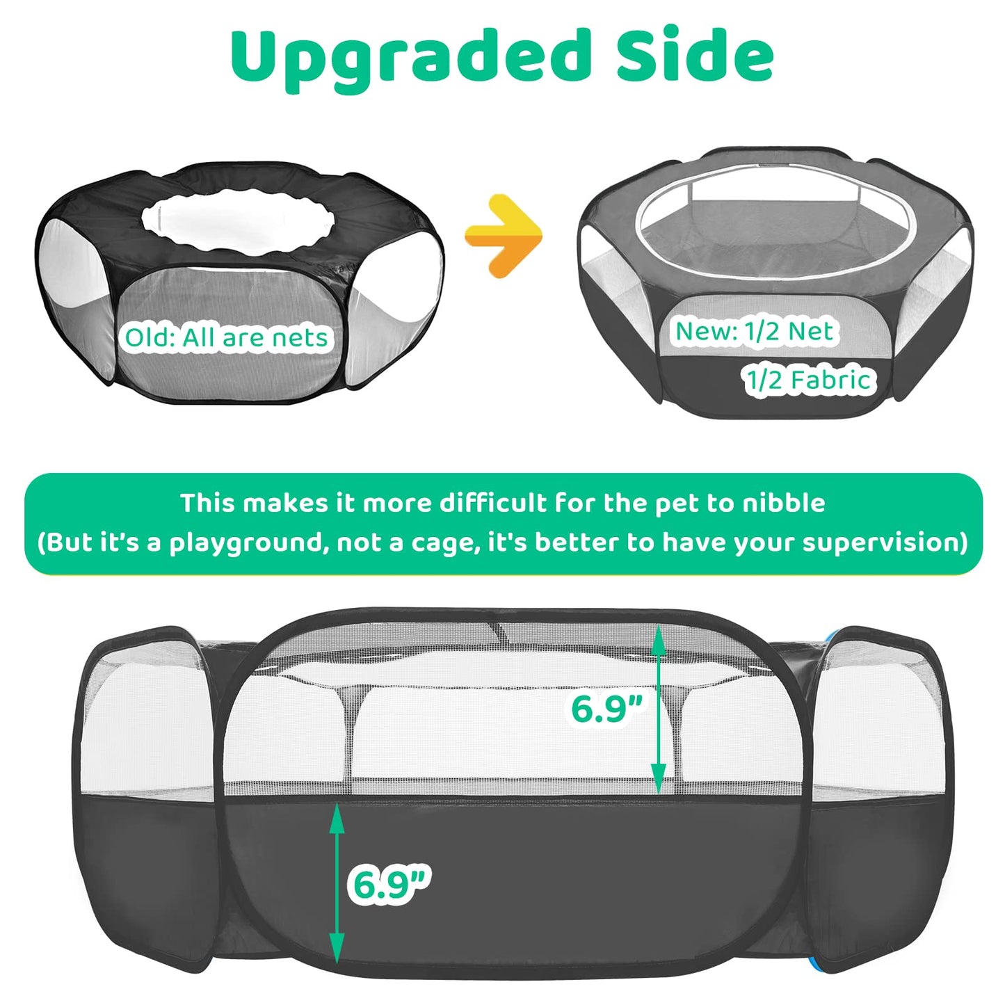Amakunft Small Animal Pop-Up Playpen with Mesh Cover, 47'' x 23.6'' x 15'' Chicken Brooder Box, Play Pen Indoor Outdoor for Guinea Pigs, Bunny, Rabbits, Ferrets, Chinchillas, Kittens