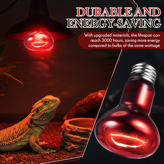 VIHOSE 6 Pack 75 W Reptile Heat Bulbs Red Heat Lamp Bulb Infrared Lamp Red Basking Light Bulbs for Reptiles, Bearded Dragon, Lizard, Tortoise, Chickens, Leopard Gecko, Amphibian, Pets