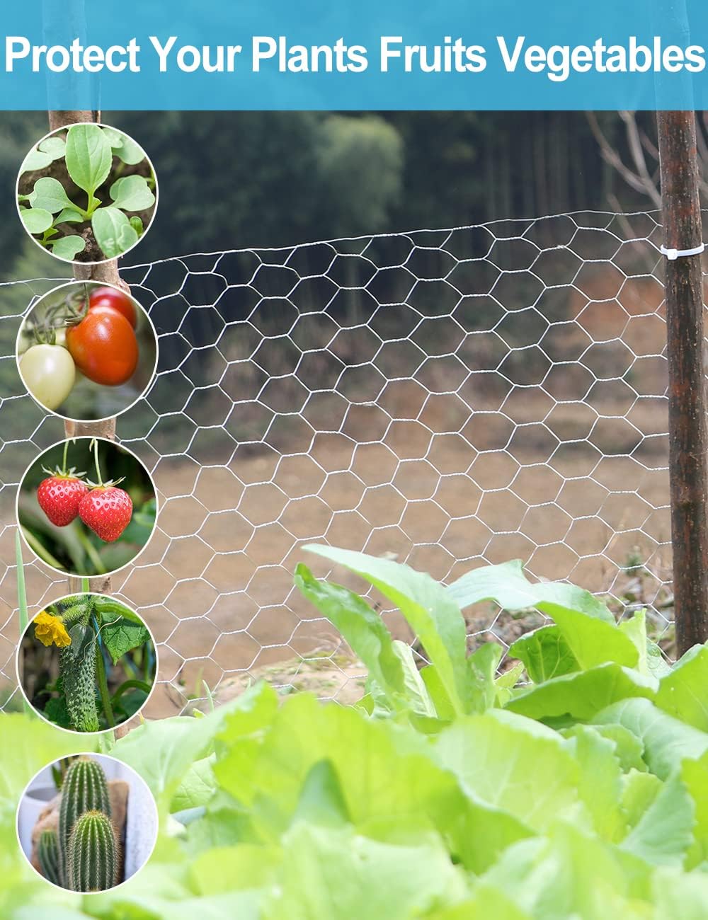 TOYPOPOR Chicken Wire 16'' x 396''(40cm x 10m), Outdoor Anti-Rust Hexagonal Galvanized Chicken Wire Mesh Fencing to Protect Gardening Plants Vegetables Flowers Fruits From Dogs Rabbits Squirrels, 32ft