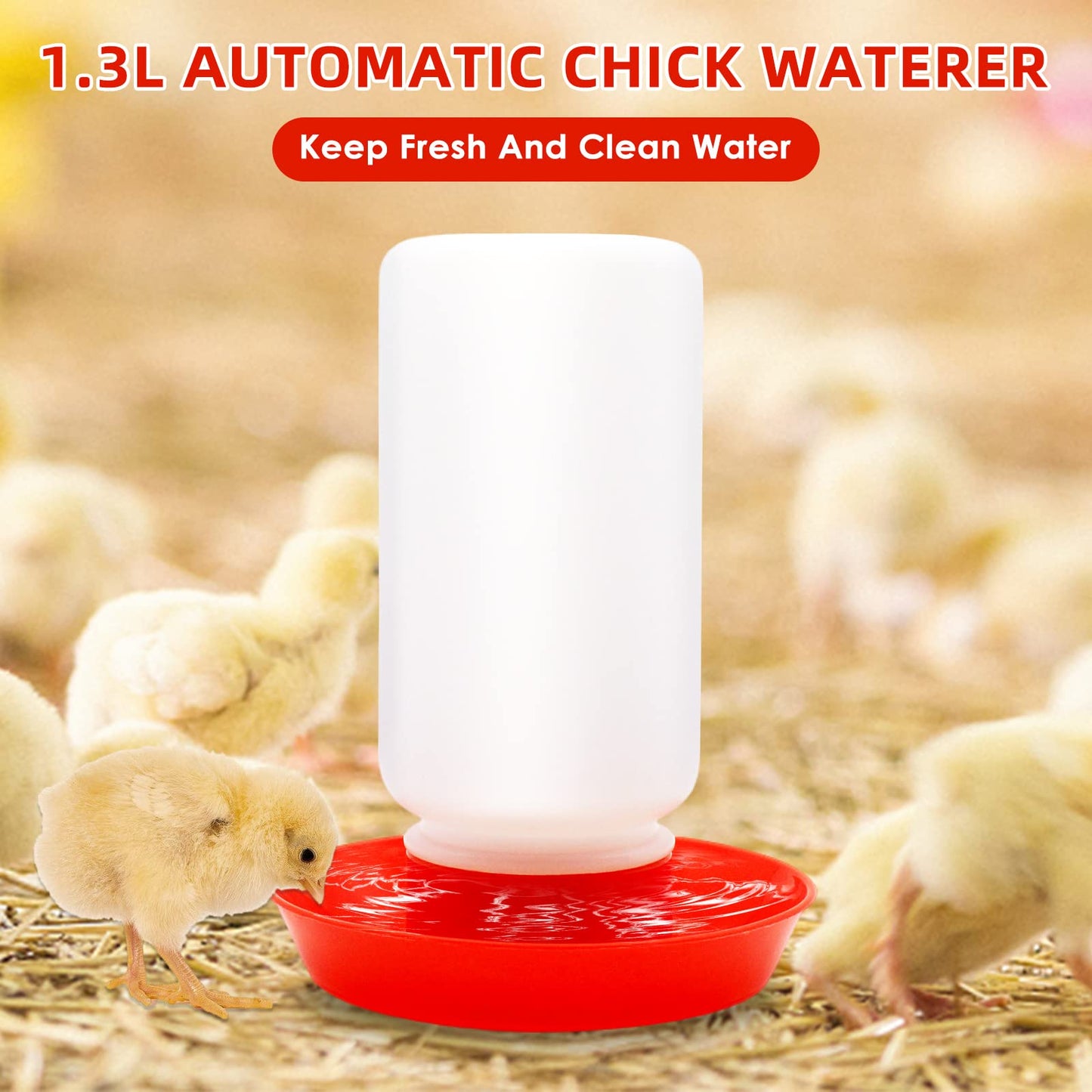 GIFANK Chick Feeder and Waterer Kit with 75W Heat Lamp, Chick Perch, Flip Top Poultry Feeder, Baby Chick Starter Kit for Chick Brooder, Baby Chicken Supplies for Baby Chick, Duck and Quail
