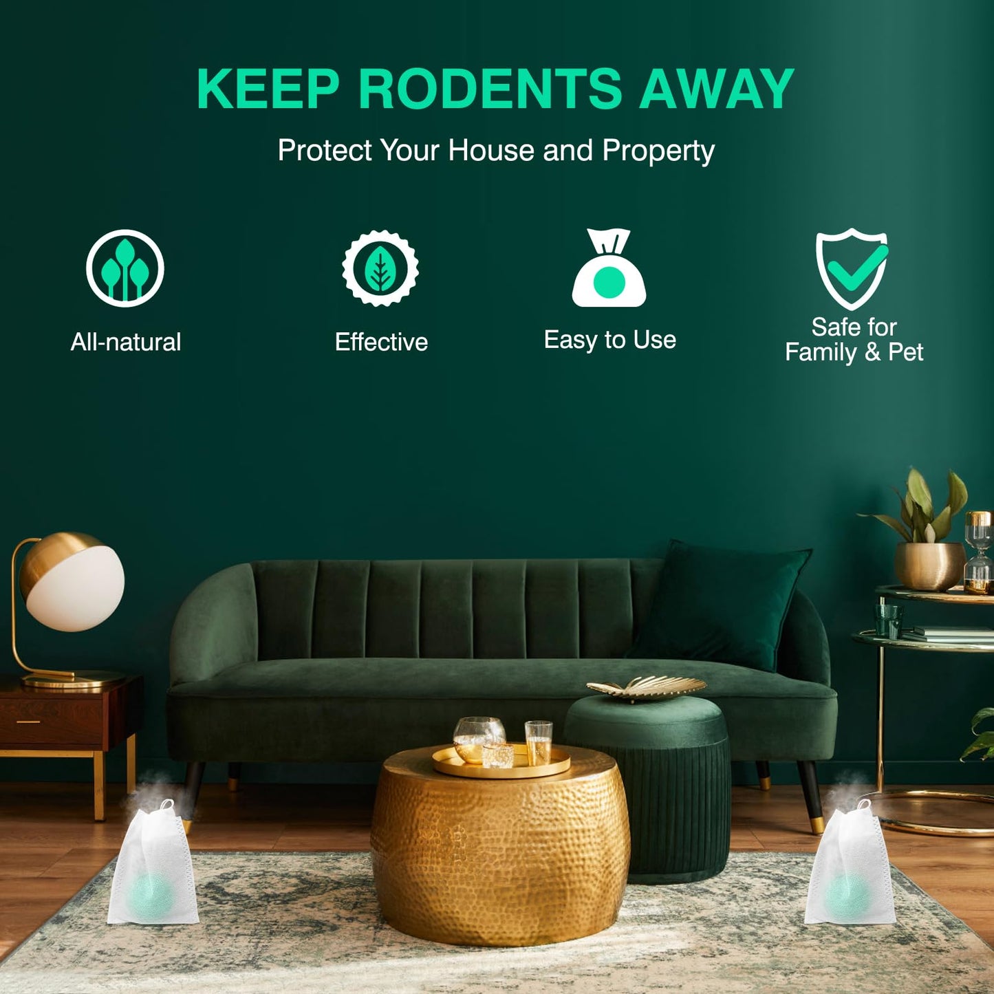 24 Pack Mouse Rodent Repellent, Natural Peppermint Oil, Mice, Rat, Squirrel, Pest Control, Rodent Repellent for Indoor Outdoor Use(Light Green)