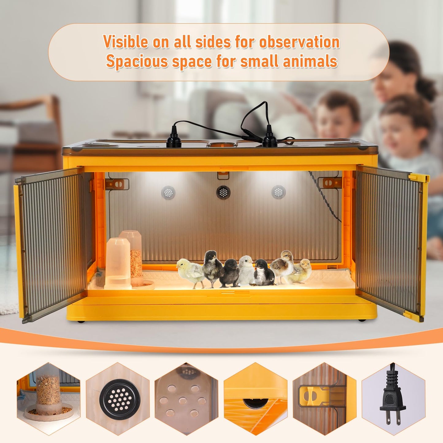 PKNYBZH Chick Brooder Box for Chicks with Feeder and Waterer, Chicken Brooder Heater Warms up to 30 Chicks, Poultry Breeding Box Suitable for Chick Duckling Parrot Lizard (28" L x 19" W x 15" H)