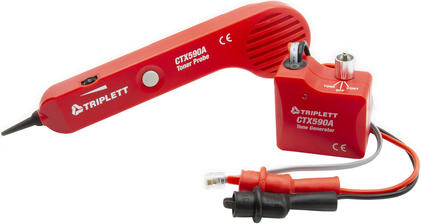 Triplett CTX590A Tone and Probe Wire Trace and Cable Test Kit with RJ11, RJ45, and Alligator Clips