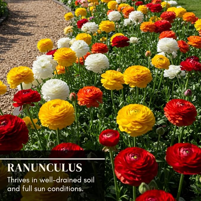 Ranunculus Flower Bulbs for Growing - Perennial Flowers with Extended Bloom Times - Ranunculus Corms for Planting (10 Red Corms)