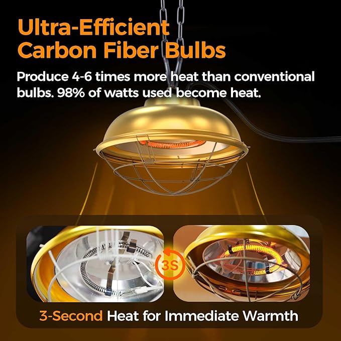 300 Watt Heat Lamp for Chicken Coop - Professional Waterproof Chicken Coop Heater for Indoor & Outdoor Used - Suitable for Chick, Duck, Rabbit and Dog