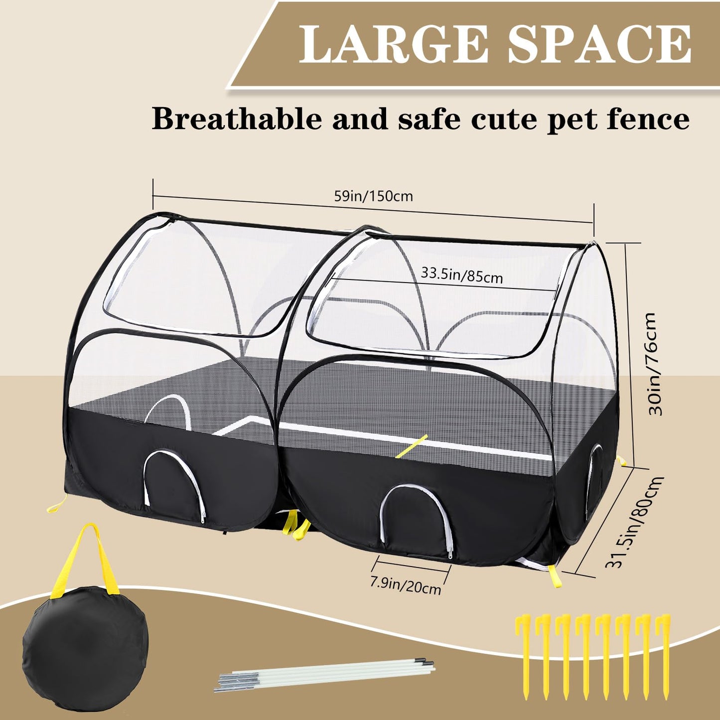 SlowTon Small Animals Playpen, Portable Large Chicken Run Coop with Detachable Bottom Breathable Transparent Mesh Walls, Foldable Pet Enclosure for Puppy Kitten Rabbits Outdoor Indoor (B,Sloping Top)