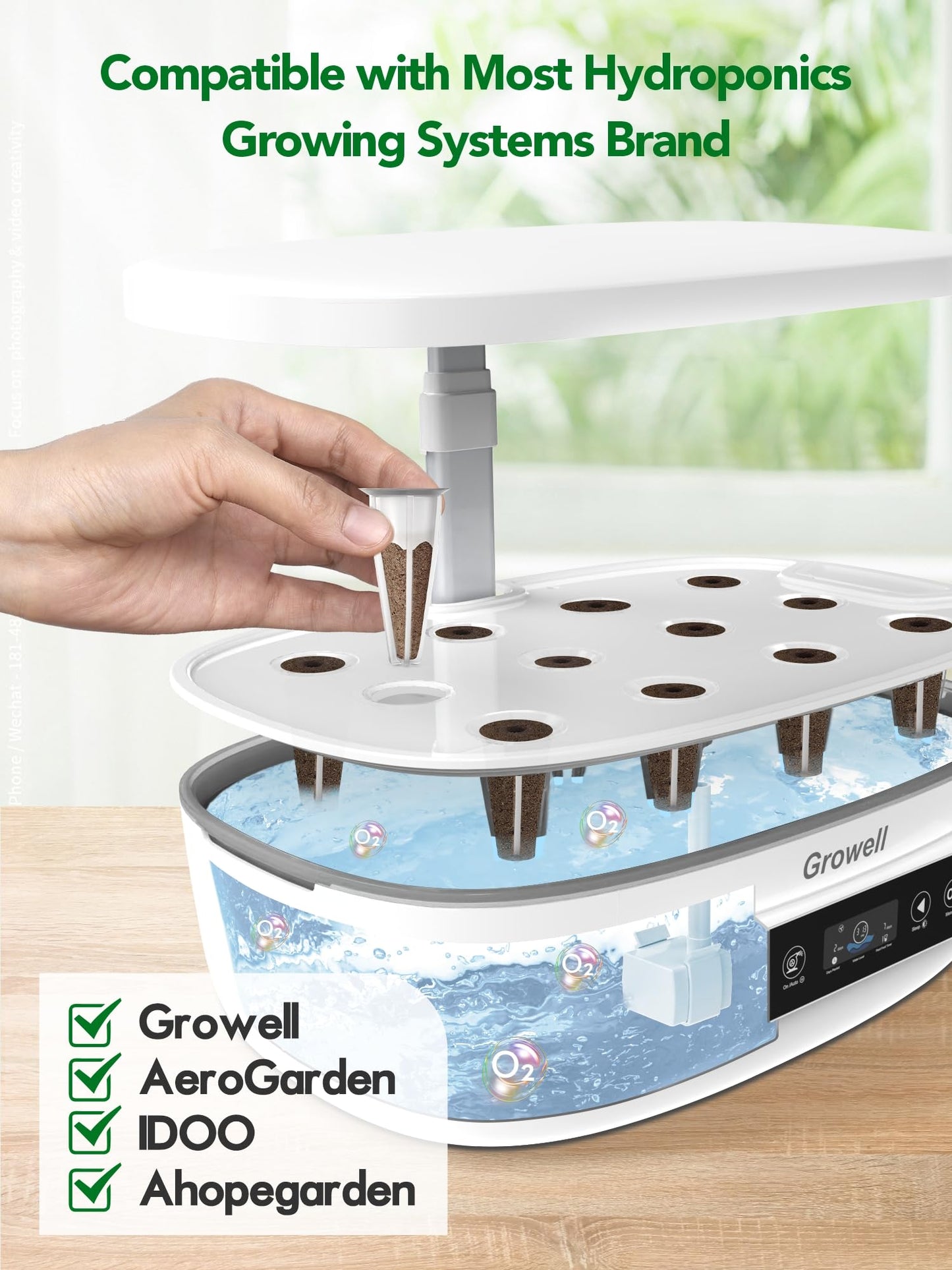 Growell 90 Pods Large Hydroponics Growing System Kit & 120 Pack Grow Sponges