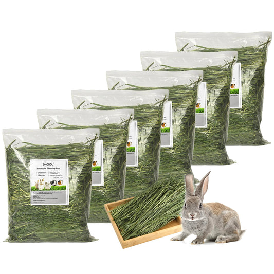 Ohcool Timothy Hay Premium Hay for Rabbits Guinea Pig Chinchilla- Natural Fresh Hay Hand Selected 6.6LBS (1.1lbs, 6 Pack)
