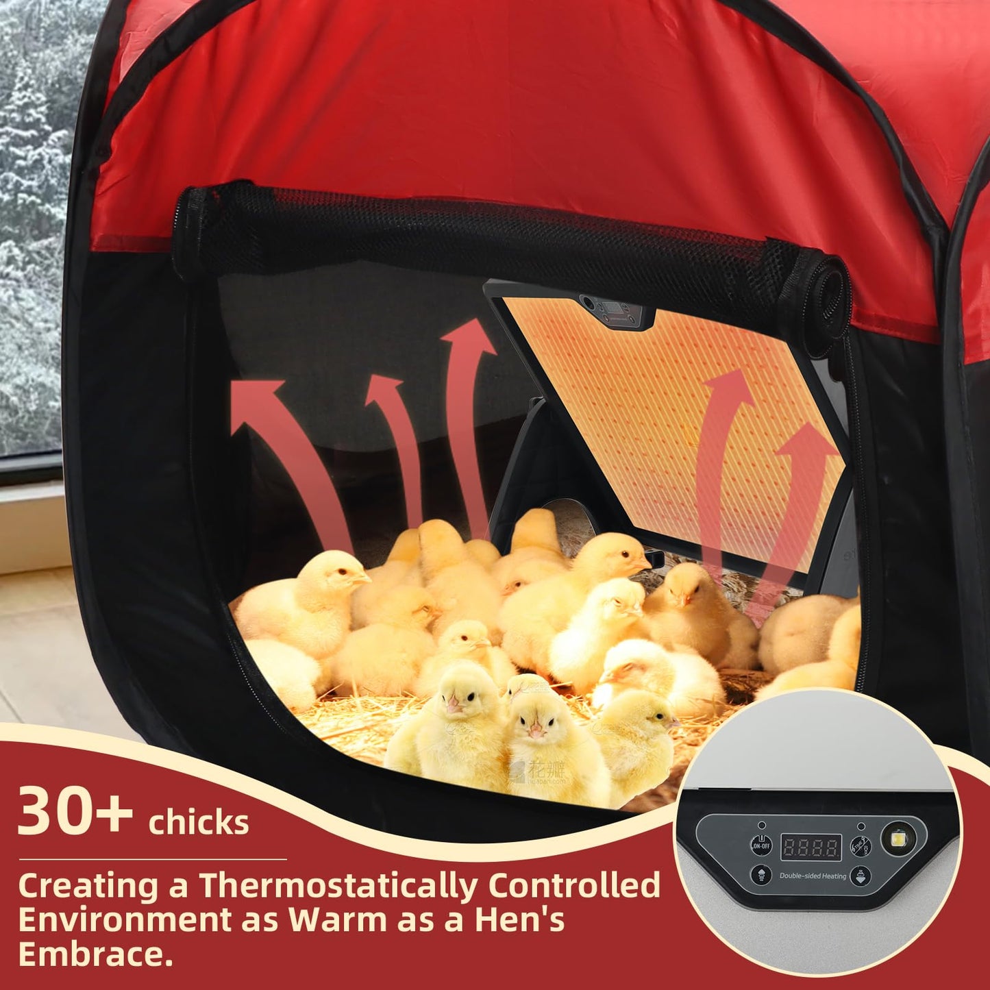 Hydralis Chicken Brooder Box for Chick Starter Kit, 12.8 * 17.8 inch Large Brooder Heating Plate, Brooding Up to 30 Baby Chicks, Chicks Feeder＆Waterer, Nesting Pad, Perch, All-in-1 Chicken Brooder Set