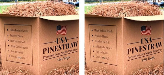 USA Pine Straw - Premium Pine Needle Mulch (Pine Needle Mulch - Covers 160 Sqft 2 Set)