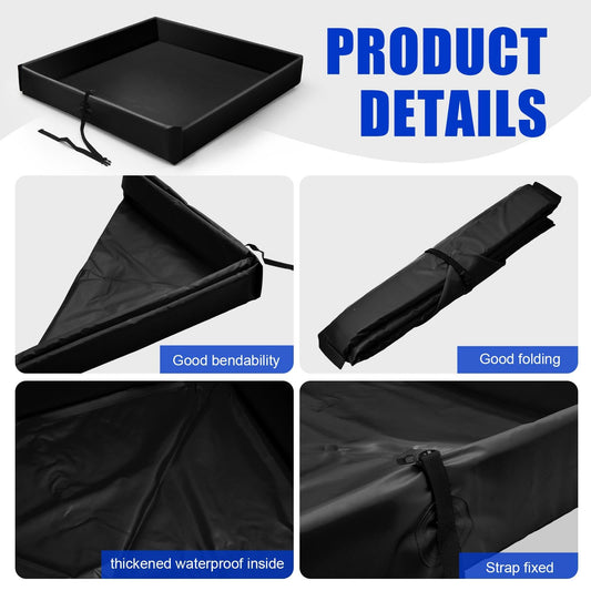 Frienda 2 Pack Folding Duck Pond 4 ft x 4 ft x 6 Inch Portable Spill Containment Mini Berm PVC Mini Spill Berm (Black)