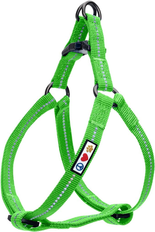 Pawtitas Recycled Dog Harness with Reflective Stitched a Puppy Harness Made from Plastic Bottles Collected from Oceans Medium Earth Green