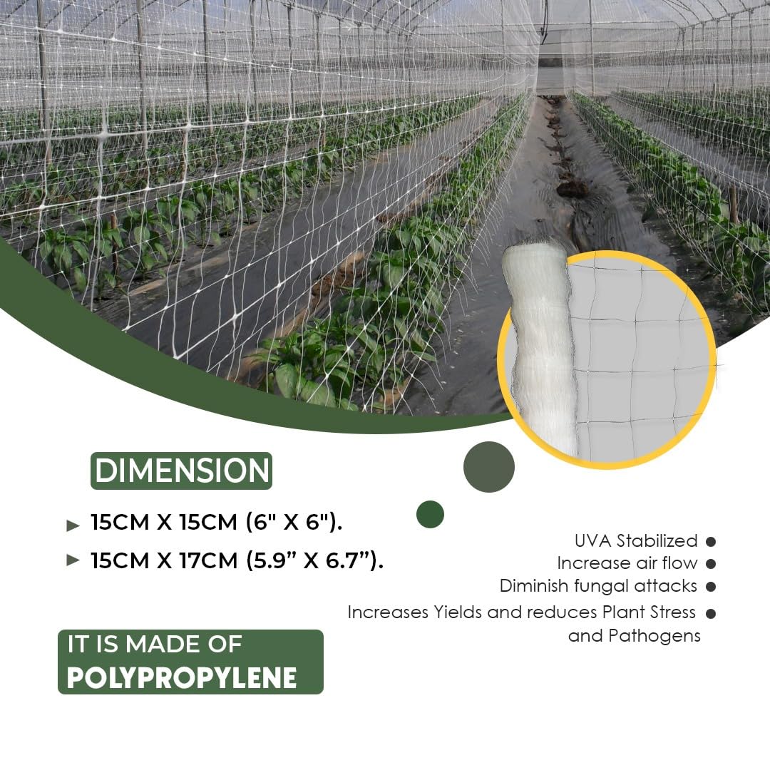 Hortomallas 6.5 Feet by 4920-Feet Professional Grade Vegetable Support Trellis Netting Roll/Scrog Net Roll, (79" x 4920' / 2m x 1500m) (mesh 5.9"x6.7" / 15cm x 17cm)