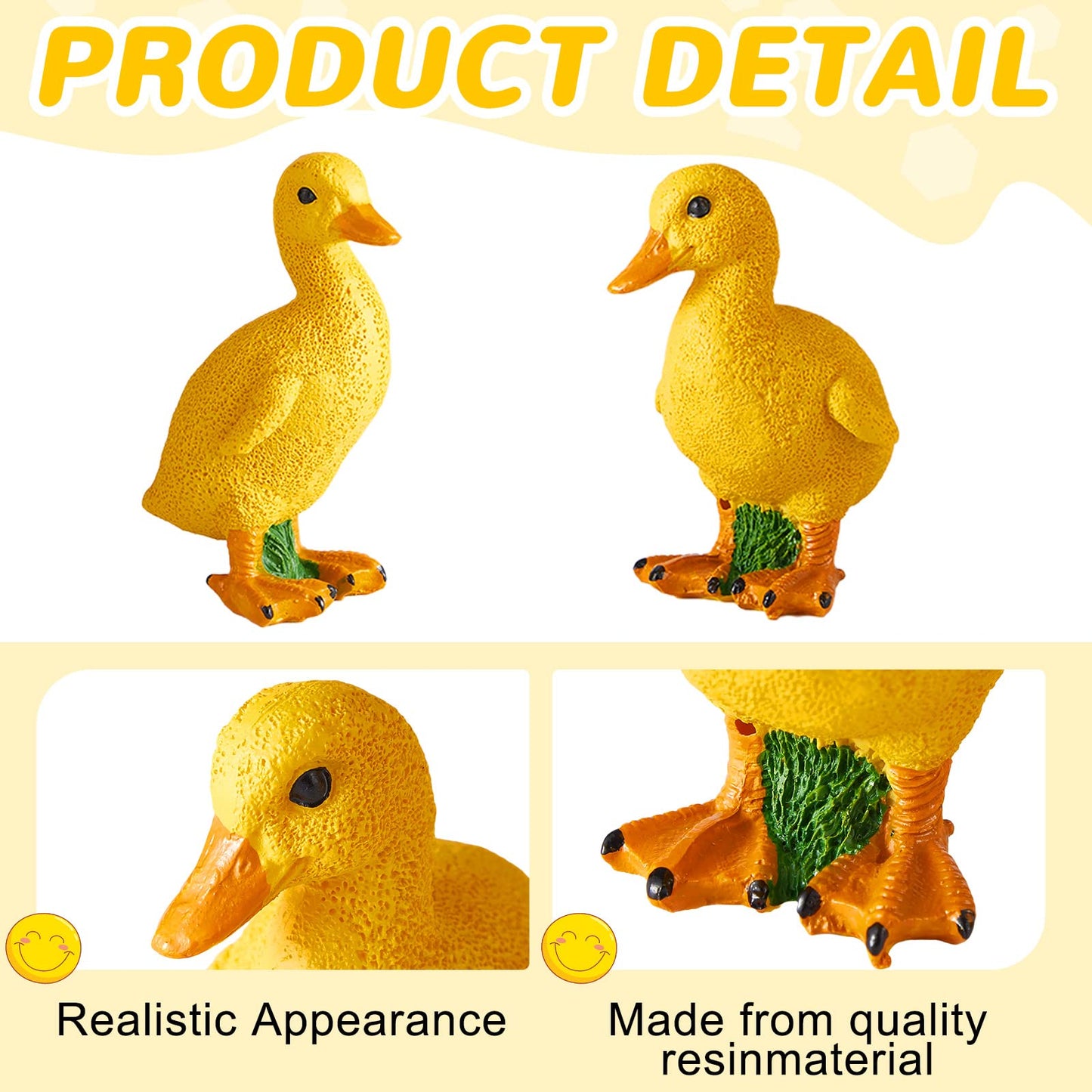 Lenwen 4 Pcs Resin Duck Figures Ducks Statue Duckling Outdoor Garden Statues for Patio Lawn Outdoor Yard Pond Decorations 3.9 x 3.1 x 2.8 Inch, 2 Styles