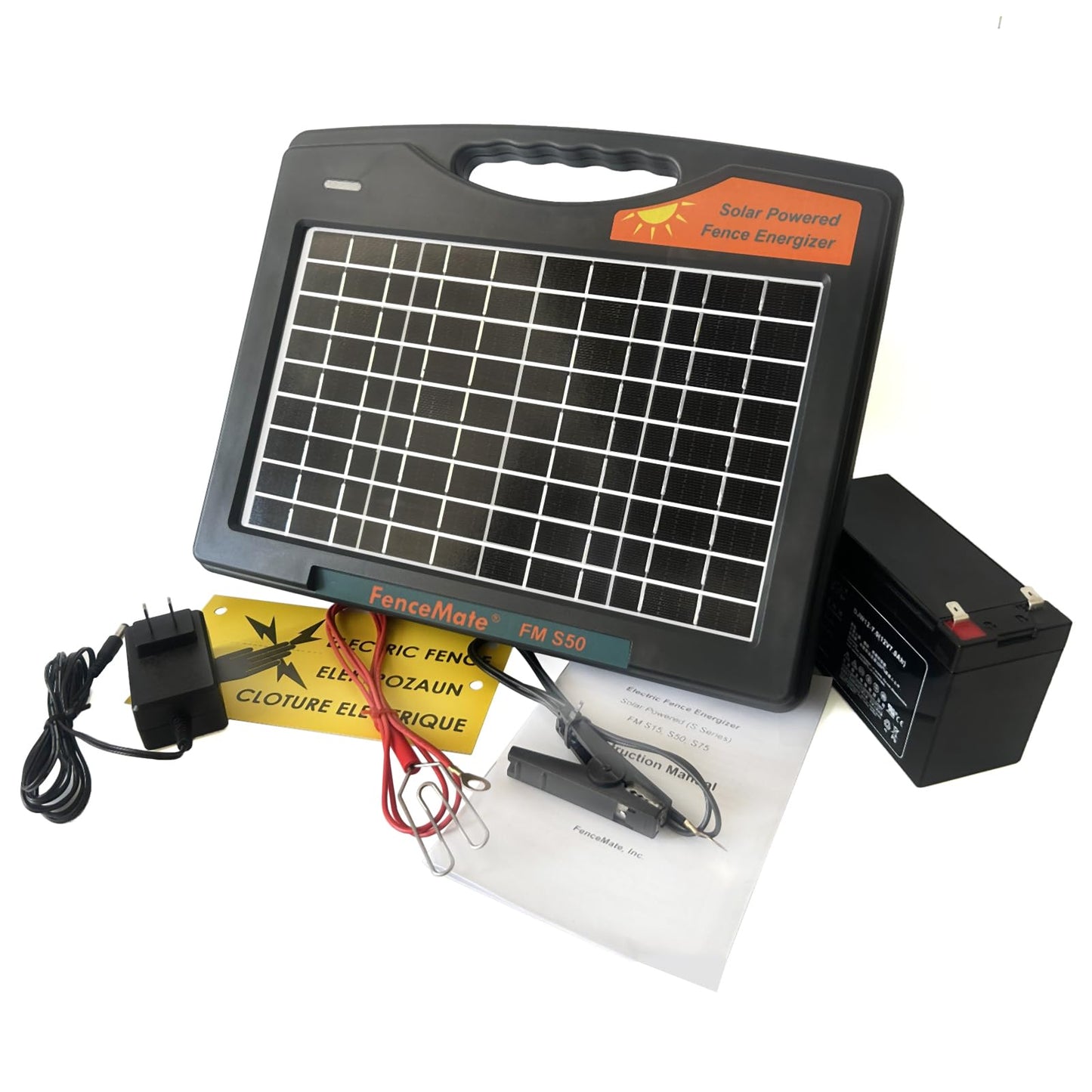 FenceMate Solar Powered Fence Charger 0.65J to 30 Miles for Containment of Livestock, Poultry or Hobby Farming, Portable Electric Fence Charger for Exclusion of Nuisance or Wild Animals Low Impedance
