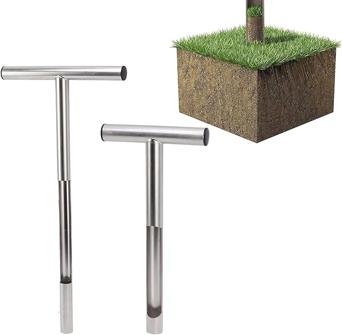 Soil Sample Probe - Soil Test Kit, 304 Stainless Steel Soil Probe, Soil Sampler with T-Handle, 12in Soil Testing Kit for Lawns and Gardens for House Plants Lawn Garden Farm.
