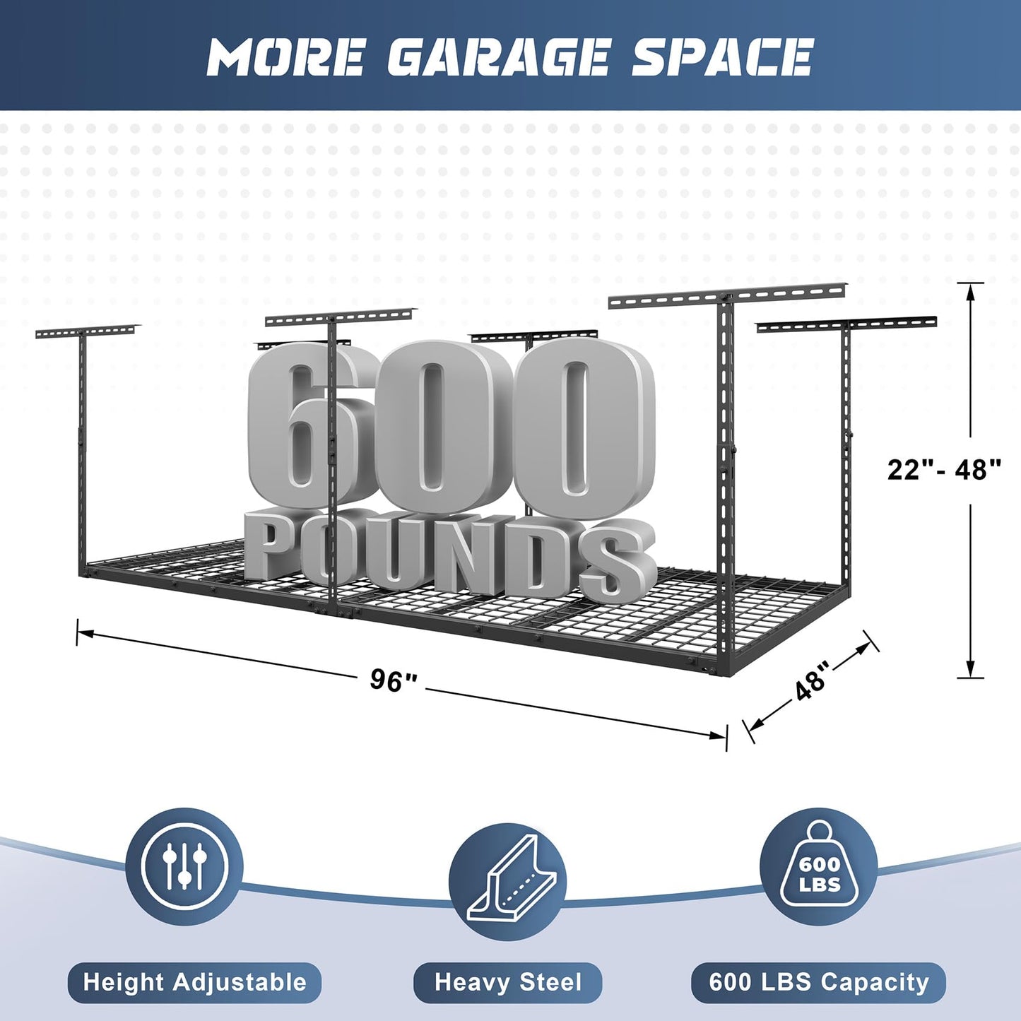 Jusgym 4X8FT Overhead Garage Storage Rack and 4-Pack 2x3ft Garage Shelving Wall Mounted