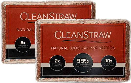 Pine Needles Clean Straw Ground Cover, Natural Mulch, 2.3 cu ft, (2-Pack, 4.6 Cubic feet Total) for Lawn, Garden, and Fall Landscaping