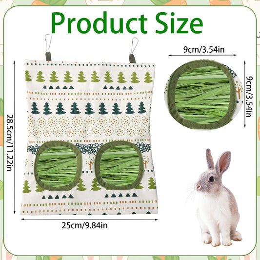 Maxqzin 2PCS Rabbit Hay Feeder, Hanging Hay Feeder Guinea Pig Hay Feeder Washable Hay Bag for Rabbits 2 Hole Hay Feeder for Guinea Pigs Chinchillas Hamsters (2 Style)