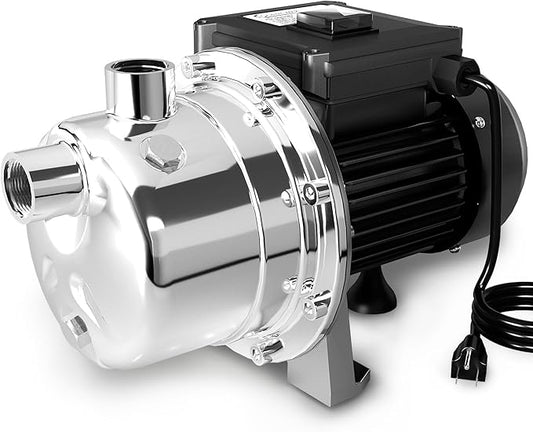 LANCHEZ 1/2 HP Shallow Well Garden Pump, Portable Stainless Steel Water Transfer Draining Irrigation Pump for Lawn Fountain, 960 GPH, 125 Feet Height