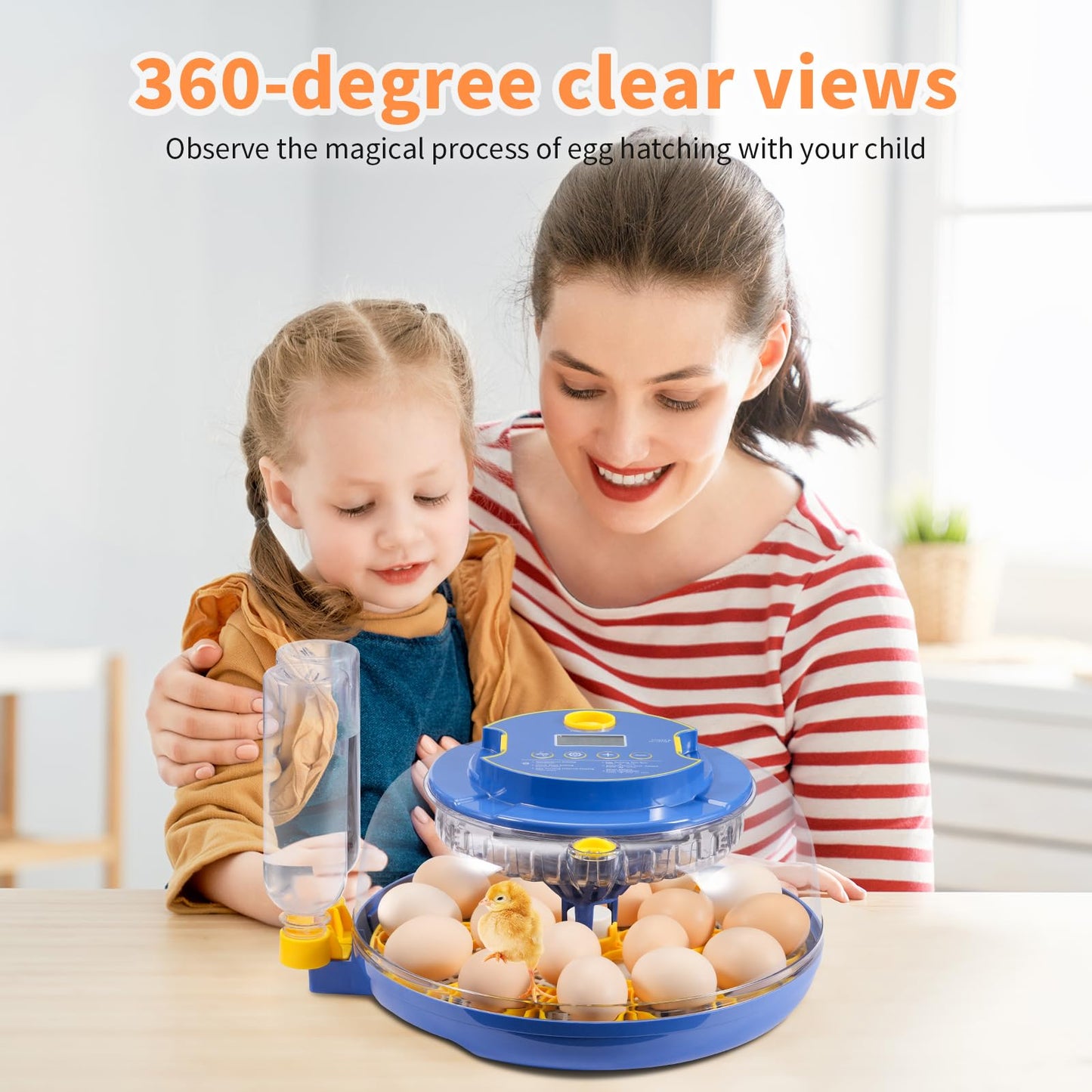 GOORY 18 Egg Incubator with Automatic Temperature & Humidity Control - 360° Observation Window, Digital Display, Auto-Turning - High Hatch Rate for Chicken Ducks Quail Birds