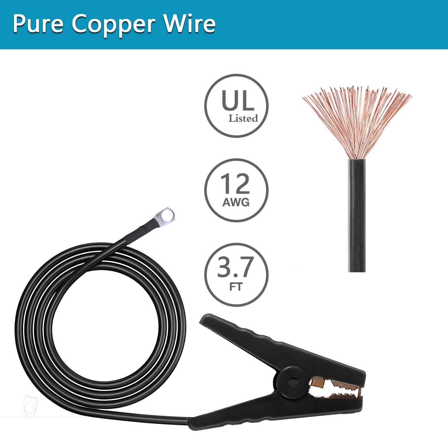 Minidodoca Electric Fence Wire - Grounding Rod, Connect The Energizer and Electric Fence Charger Solar Powered, Solar Electric Fence Lead Wire with Alligator Clip, for Generator Electric Fence