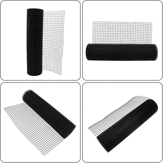 LABLT 36 in x 50 ft Hardware Cloth, 1 in Chicken Wire Fence with Pliers and Glove for Chicken Coop Fences and Poultry Animal Netting (16 Gauge, Black)