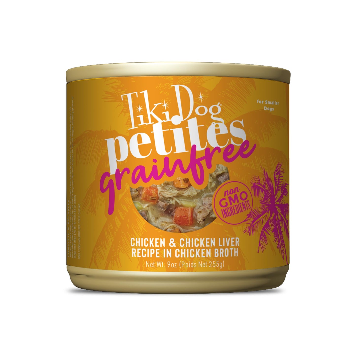 Tiki Dog Petites Grain Free, Chicken with Chicken Liver, Heart & Gizzard, Nutrient Dense Meat, for All Dog Breeds and All Life Stages, 9 oz. Can (8 Count)