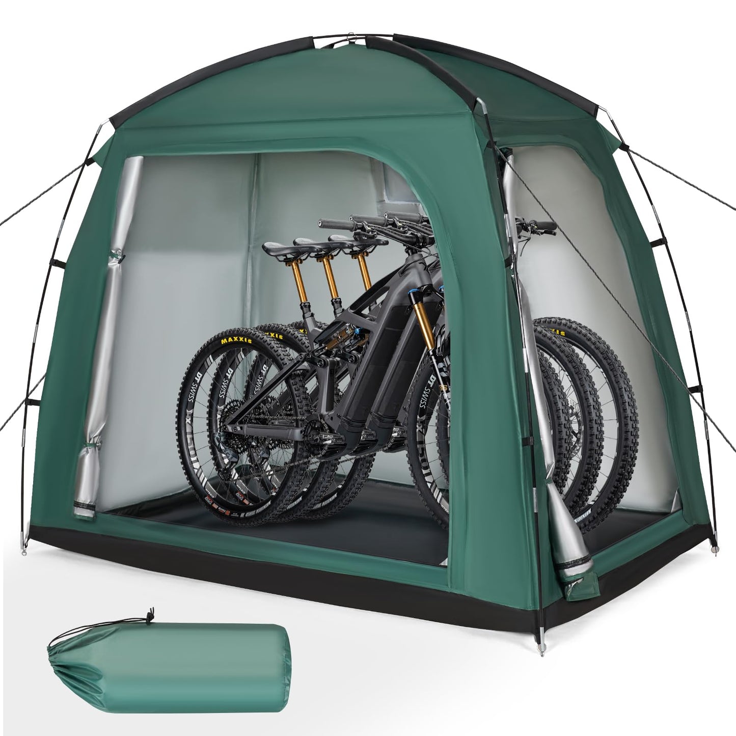 Travel Bike Storage Shed Tent - 210D Outdoor Portable Bicycle Storage Shed 8" L x 7.98" W x 10" H - Waterproof, UV Resistant, Portable Bike Shelter for Outdoor Protection (Green)