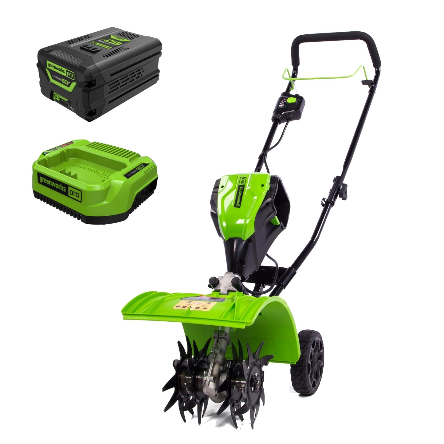 Greenworks 60V 8" Cordless Cultivator/Tiller + 4.0Ah Battery and Charger