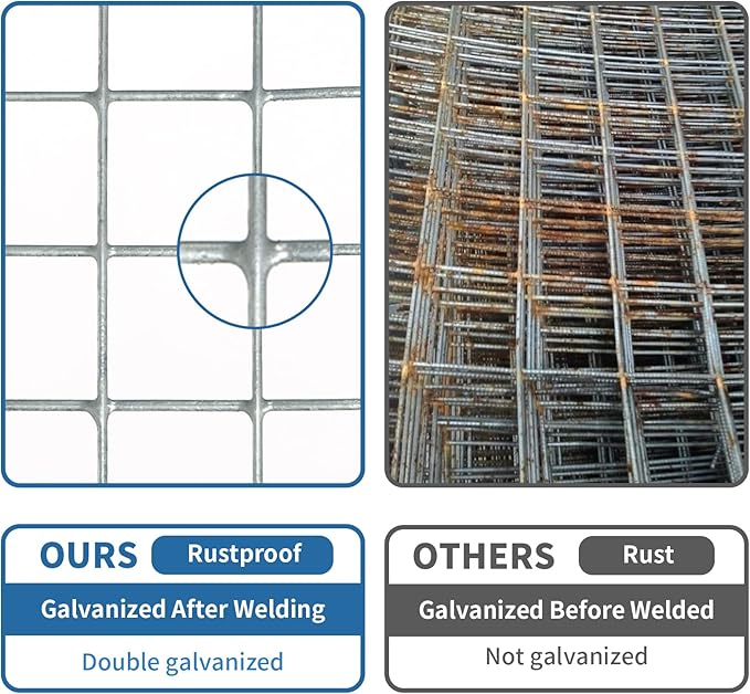 Hardware Cloth 1/2 Inch 48in X 100ft- Hot Dip Galvanized After Welding Wire Mesh Roll, 19 Gauge Chicken Wire Fencing for Garden Fencing Chicken Coop Wall Decoration Tree Guard Hardware Mesh