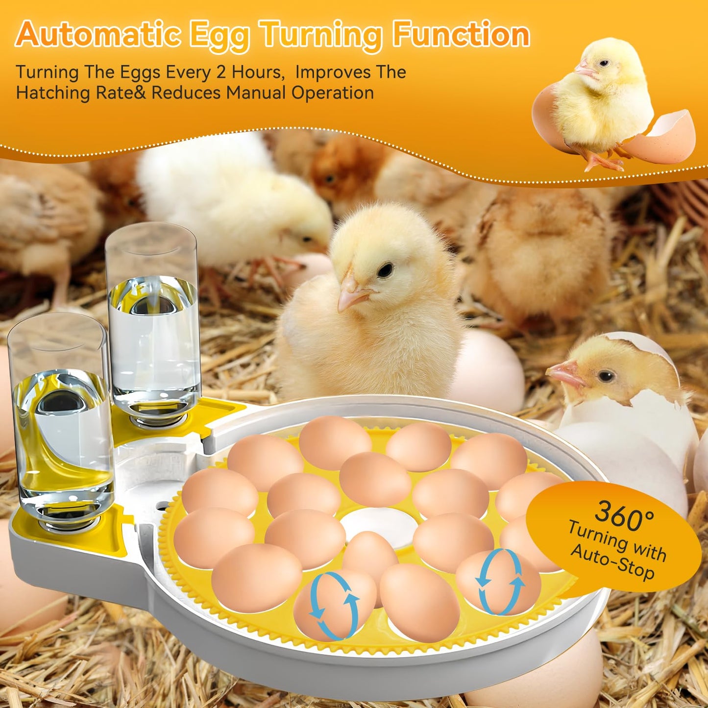 Zekoled Incubators for Hatching Eggs, Incubator with Automatic Egg Turning and Humidity Control, 18 Egg Poultry Incubator with Automatic Water Adding, Viewing for Chicken, Duck, Quail, Goose, Parrot