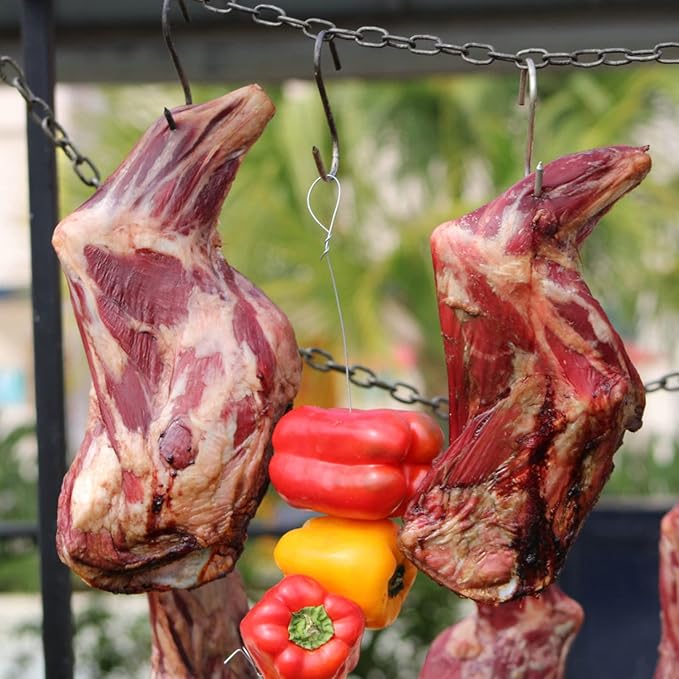 12 Pcs Stainless Steel Meat Hooks, 8 Inch S Shaped for Hanging Bacon, Sausage, Ribs, Drying, Grilling BBQ Market