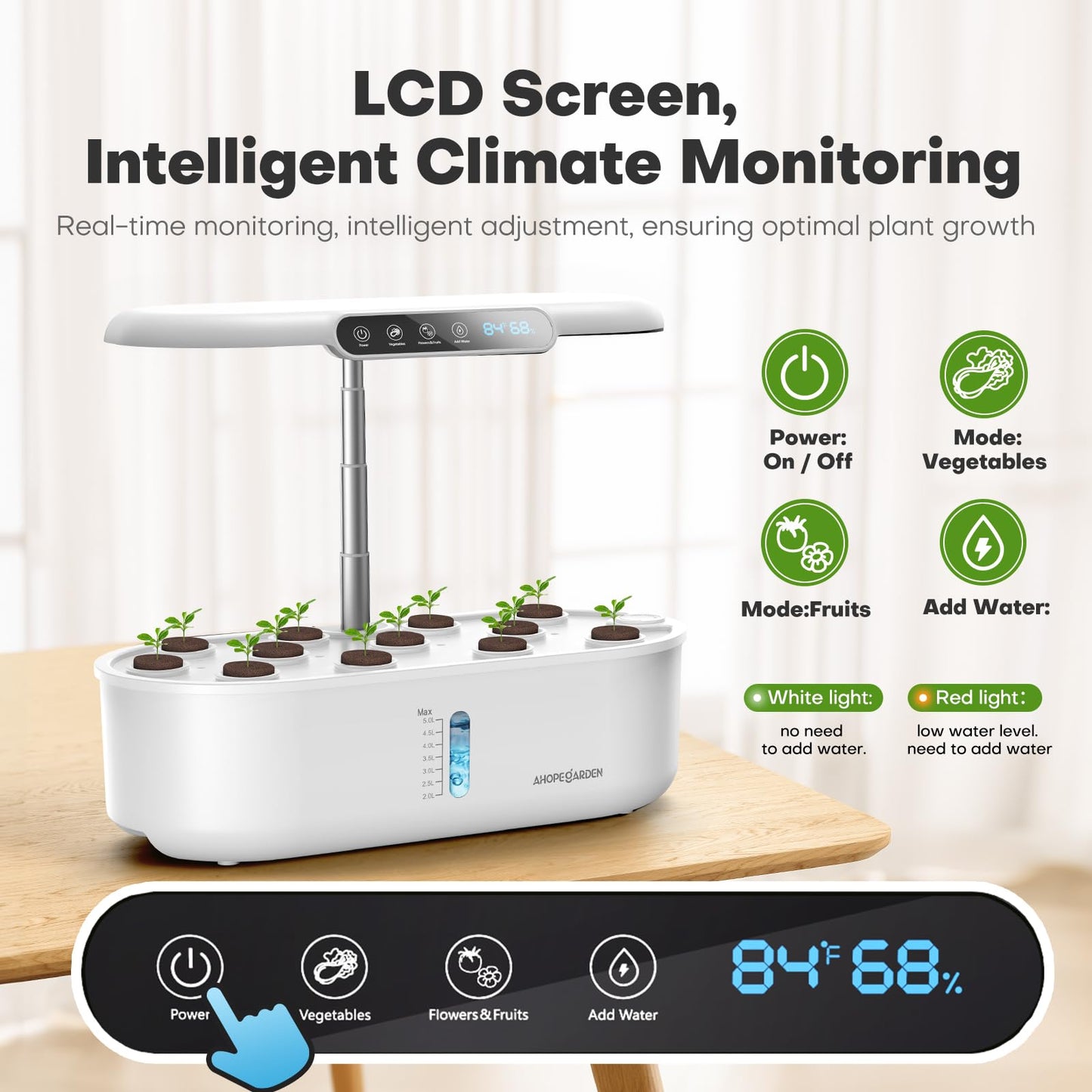 Ahopegarden Hydroponics Growing System kit: Indoor Herb Garden - 12 Pods Plant Germination Kit