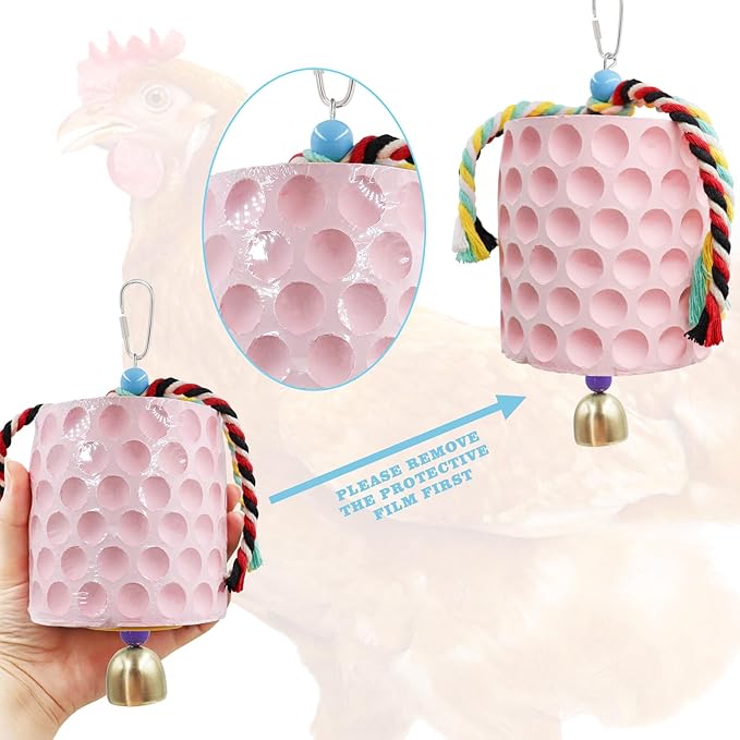 Chicken Coop Accessories, Chicken Beak Grinding Calcium Stone with Bell, Chicken Toys for Coop, Enrichment Toys for Hens, Ducks, Geese, Turkeys, Poultry