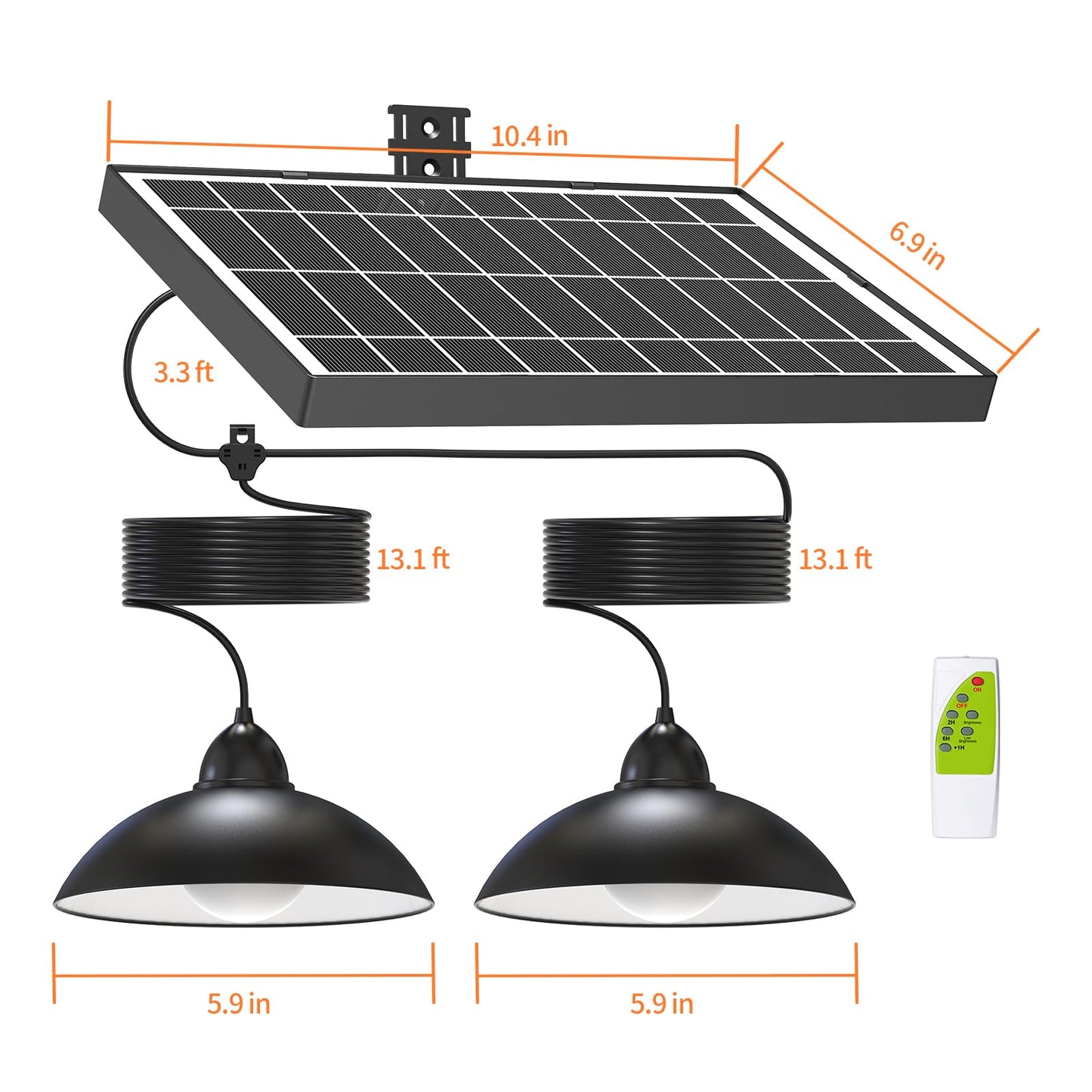 Lightonight Solar Pendant Lights Upgraded Double Bulb Lights IP65 Weatherproof Dusk to Dawn Solar Shed Lamp with Remote Controller for Outdoor Gazebo Barn Chicken Coop Bullpen Pig Pen Stables Tents