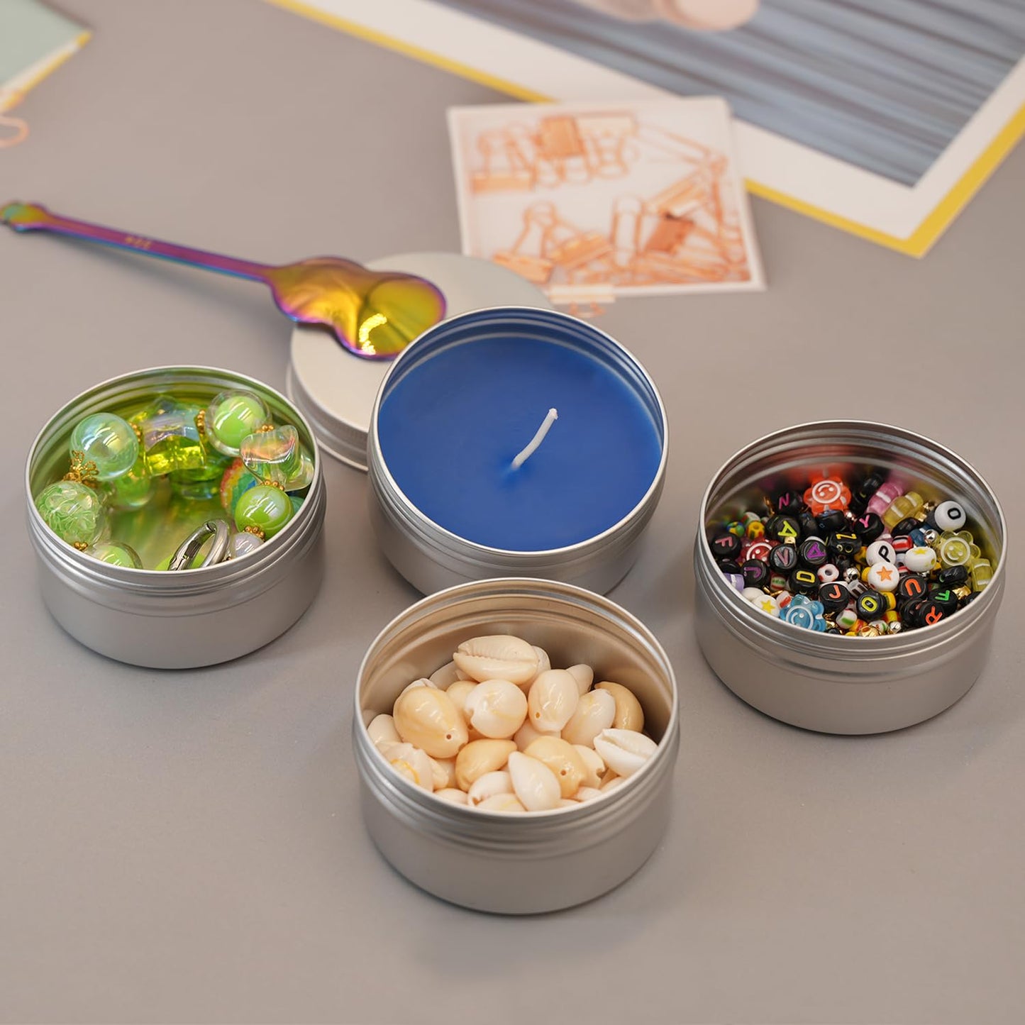 LIYAR 3 oz Tins Aluminum Can 20 Pack Salve Tins Metal Tin Jars, 3oz Tin with Lids Refillable Containers With Screw Top and Labels for Salve,Candle,Spices or Balms(Silver)