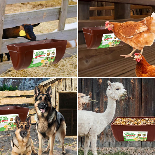 Chicken Feeder 2pcs Goat Feeders with Clips Hanging Fence Poultry Feeding Equipment Chicken Trough Plastic Feeding Container for Poultry Livestock 4.5 Quart