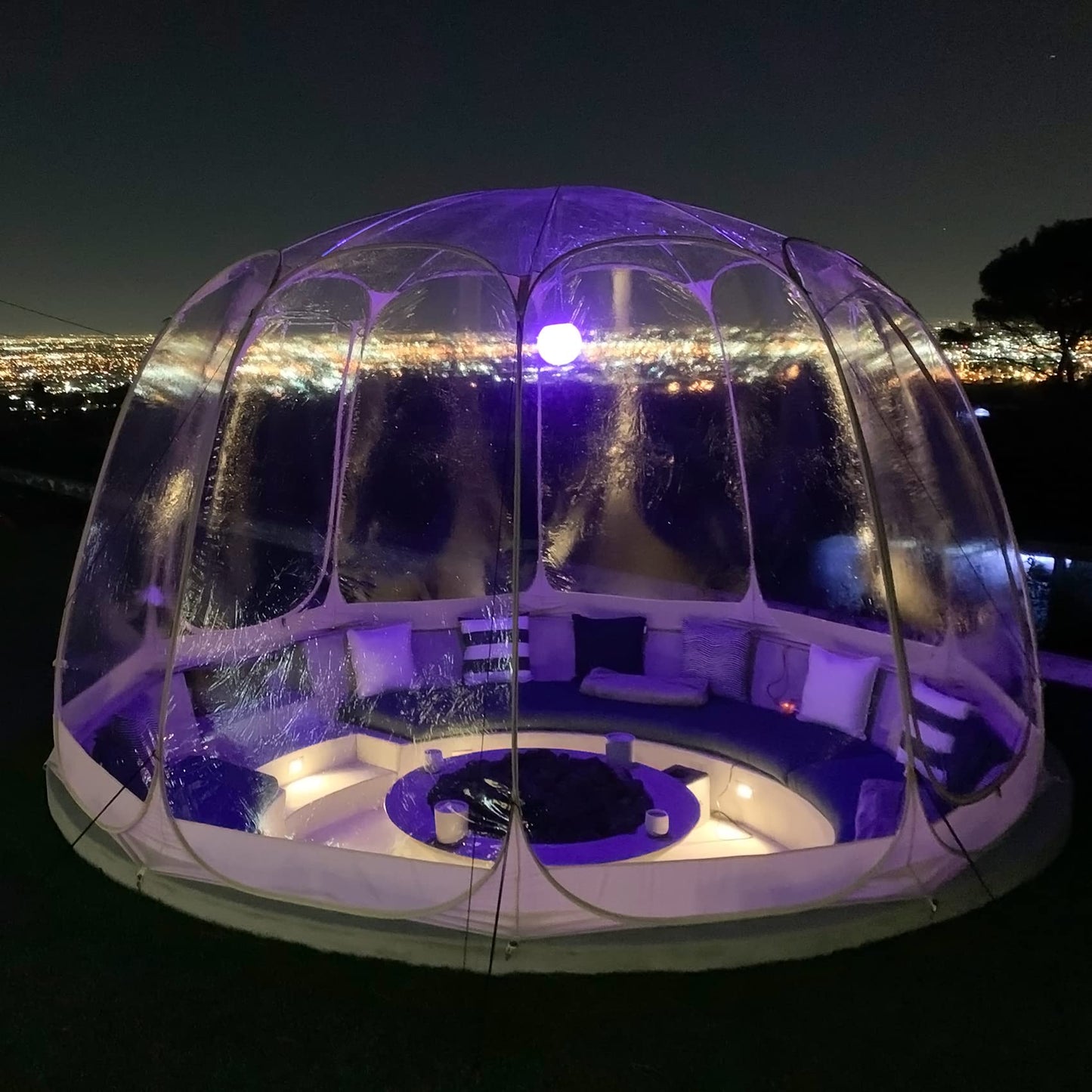 Alvantor Pop Up Bubble Tent - 12’ x 12’ Instant Igloo Tent - 8-10 Person Screen House for Patios - Large Oversize Weather Proof Pod - Cold Protection Camping - Beige