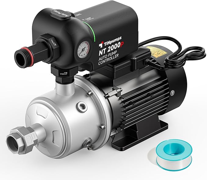 Auto Water Pressure Booster Pump for Home. Multi-stage Centrifugal, High Pressure, Low Noise. 110VAC/60HZ, 2/3HP, 1HP, 1.5HP for Whole House, Residential Underground or Surface Water (CHB2-4)