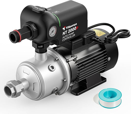 Auto Water Pressure Booster Pump for Home. Multi-stage Centrifugal, High Pressure, Low Noise. 110VAC/60HZ, 2/3HP, 1HP, 1.5HP for Whole House, Residential Underground or Surface Water (CHB2-4)