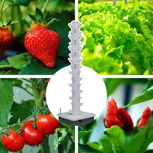 TIRUSS Vertical Hydroponic Grow Tower Aeroponic Tower for Herbs, Fruits and Vegetables 15 Layer 45 Plants Sites with Movable Water Tank Hydrating Pump, Timer, Adapter (45 pots)