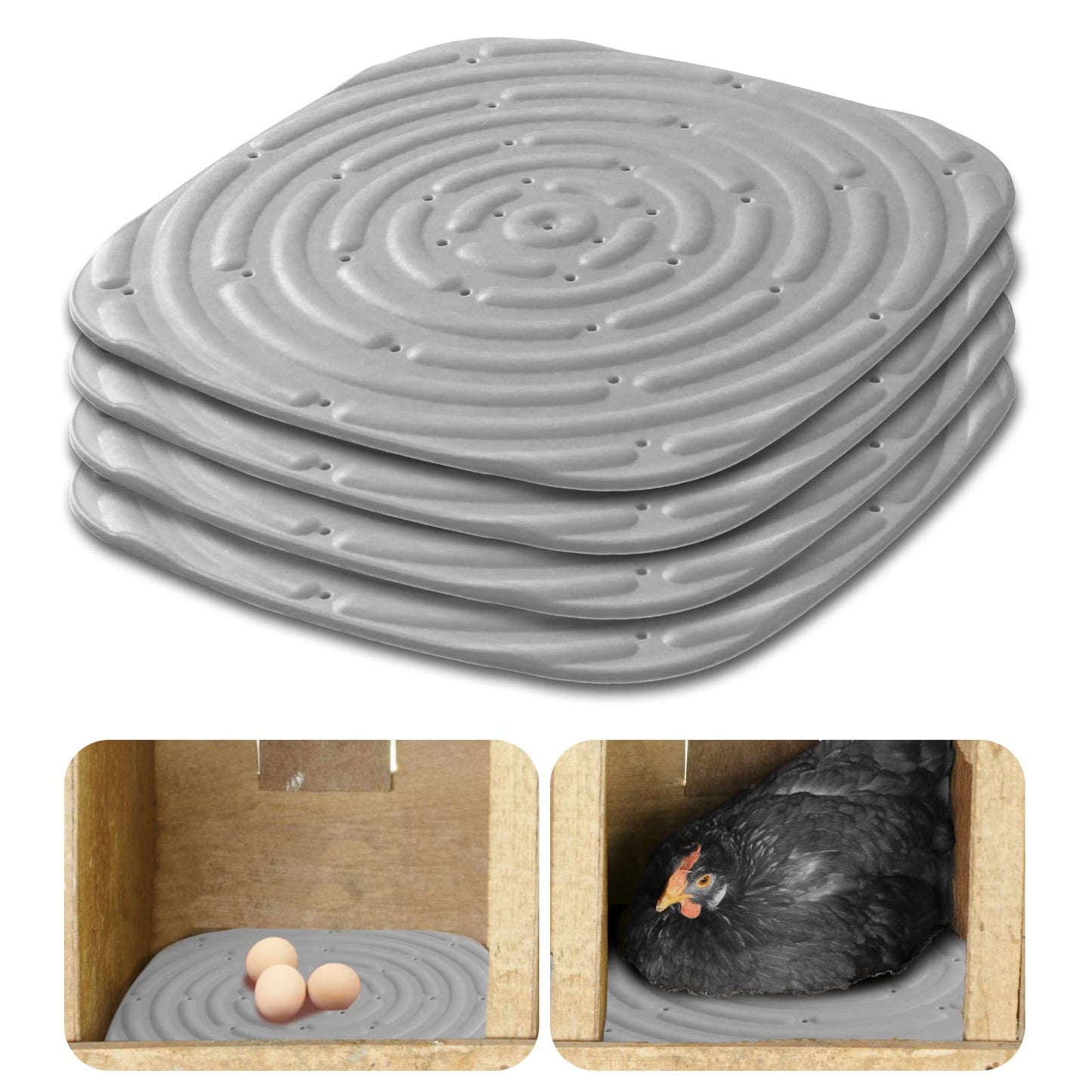 Chicken Nesting Box Pads, Washable Nesting Pads for Chicken Coop Bedding Nest Box Liners Reusable Nesting Pads for Laying Eggs Chicken Coop Accessories Grey 12''x12'' 4 Pictures Skimzy